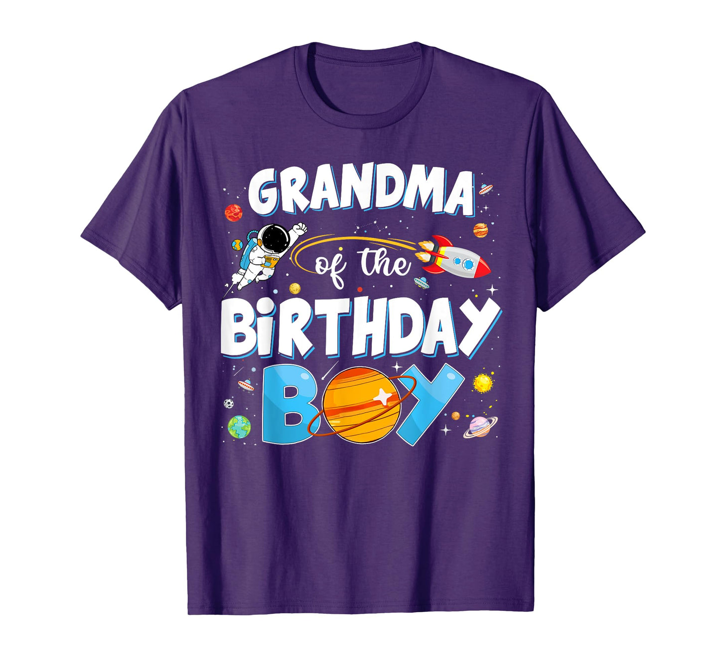 Funny Grandma Of The Birthday Boy Astronaut Space Planet T-Shirt