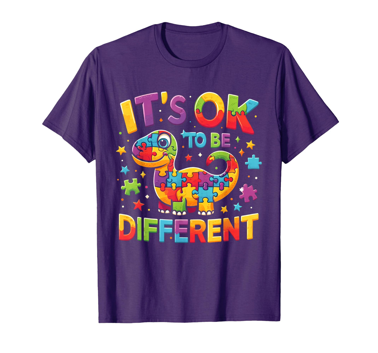 Its Ok To Be Different Autism Awareness Cute T Rex Dinosaur T-Shirt