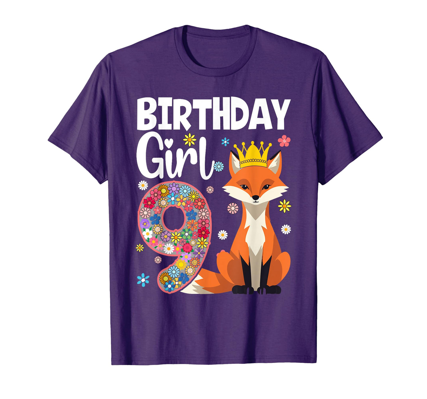 Fox Animal Lovers 9th Birthday Girl Fox B-day 9 year old T-Shirt
