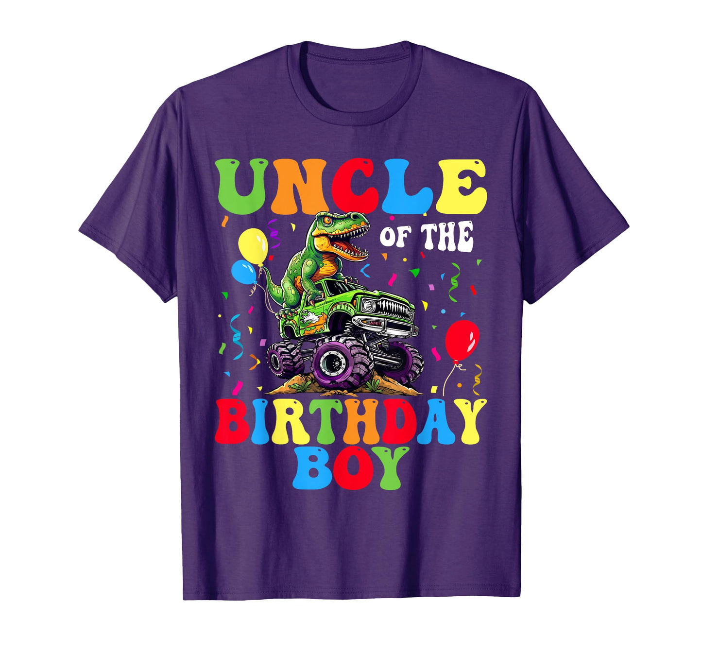Uncle Of The Birthday Boy Dinosaur Monster Truck T-Shirt