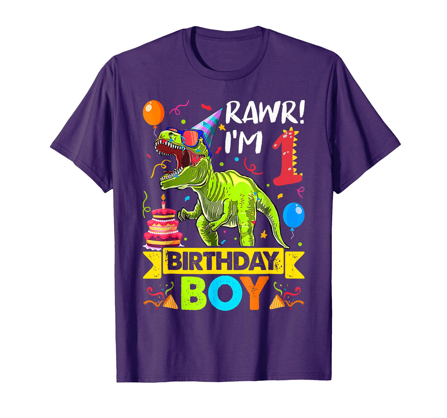 Rawr I'm 1St Birthday Boy Dinosaur T-Rex 1 Years Old Party T-Shirt
