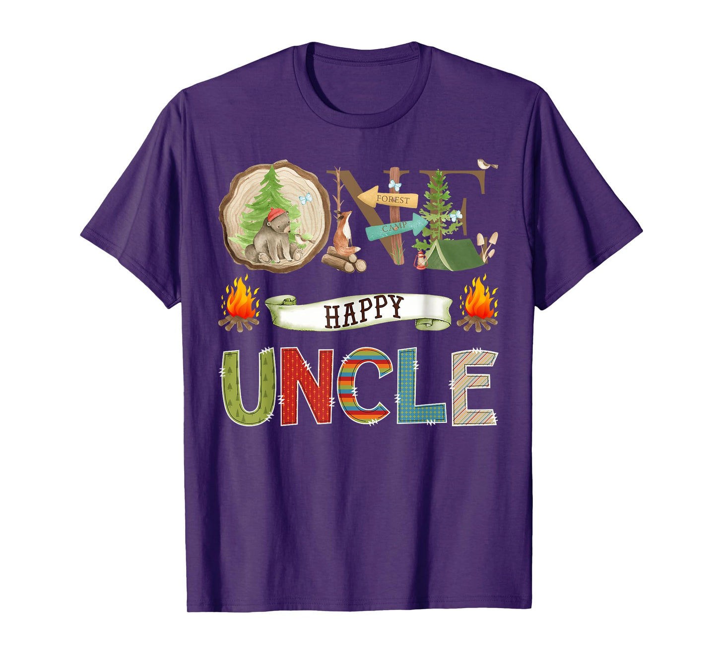 One Happy Uncle Camper 1St Birthday Camping Bear T-Shirt