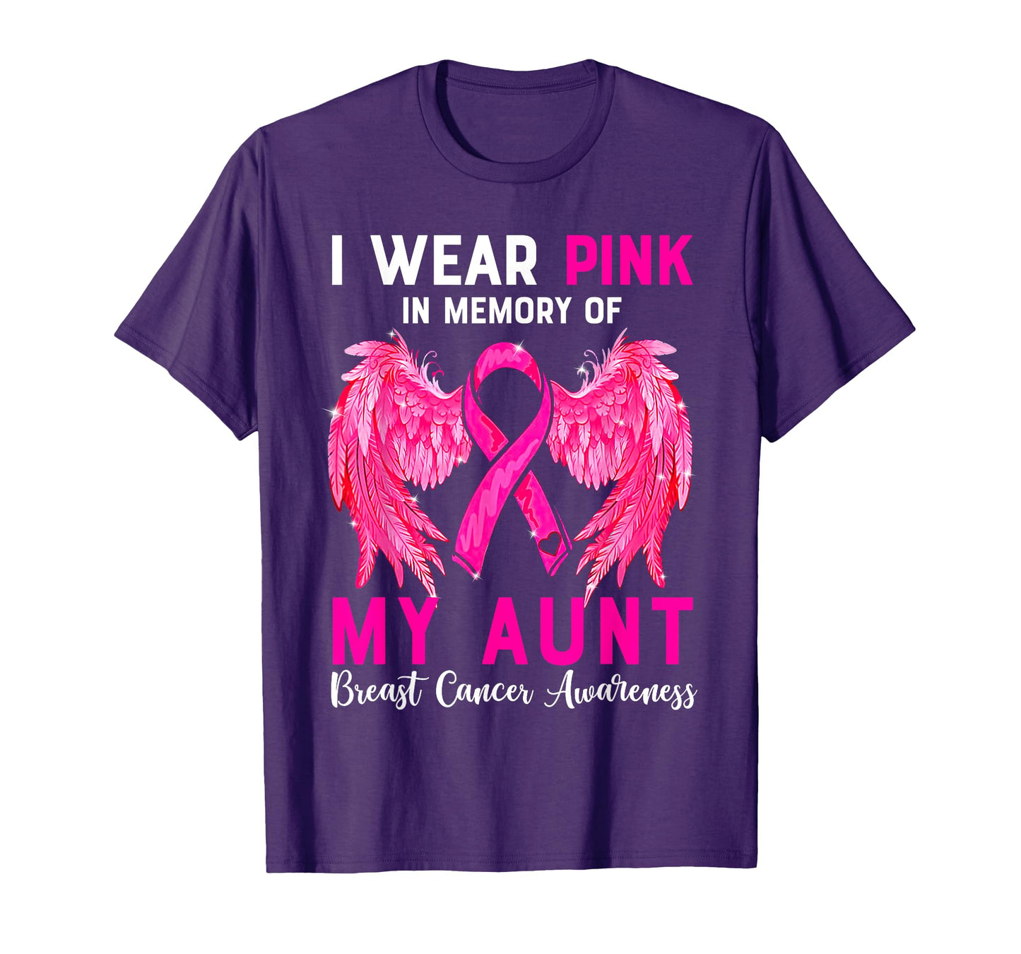 I Wear Pink For My Aunt Breast Cancer Awareness Angel Wings T-Shirt
