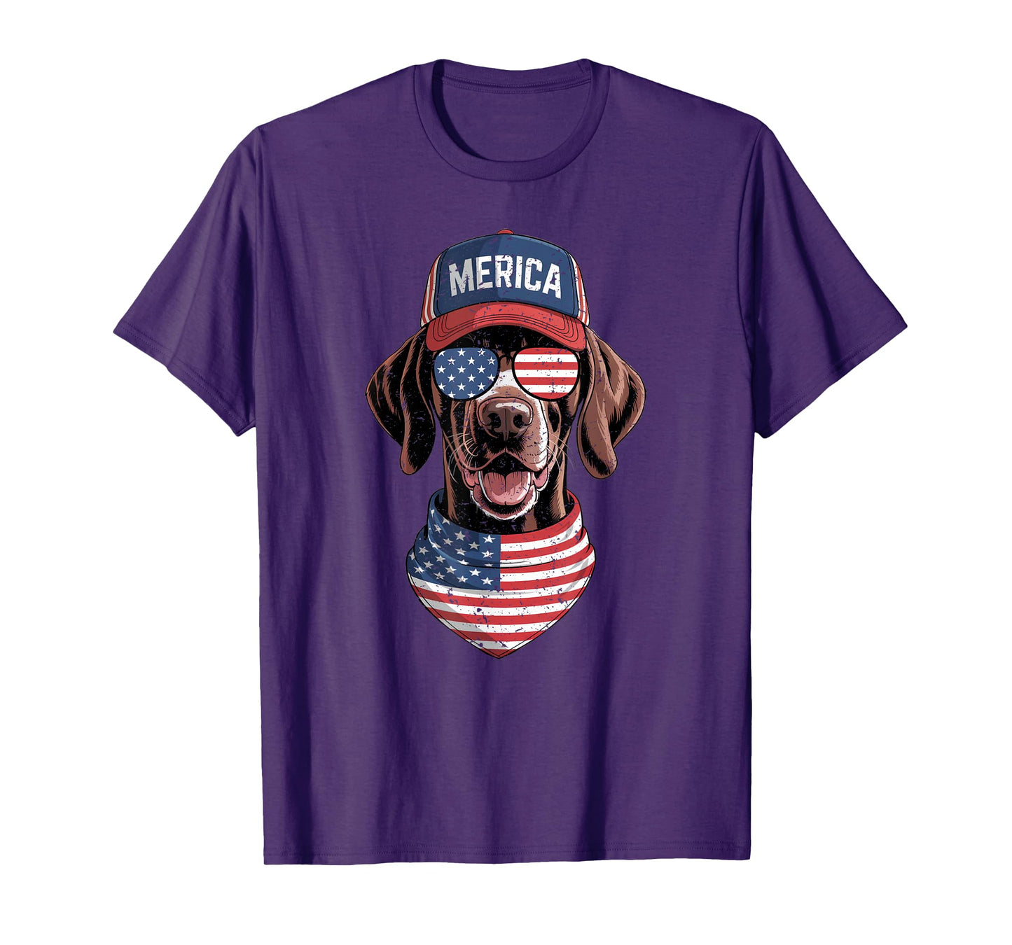 Merica GSP Dog 4th of July US American Flag USA Patriotic Men Women Kids T-Shirt
