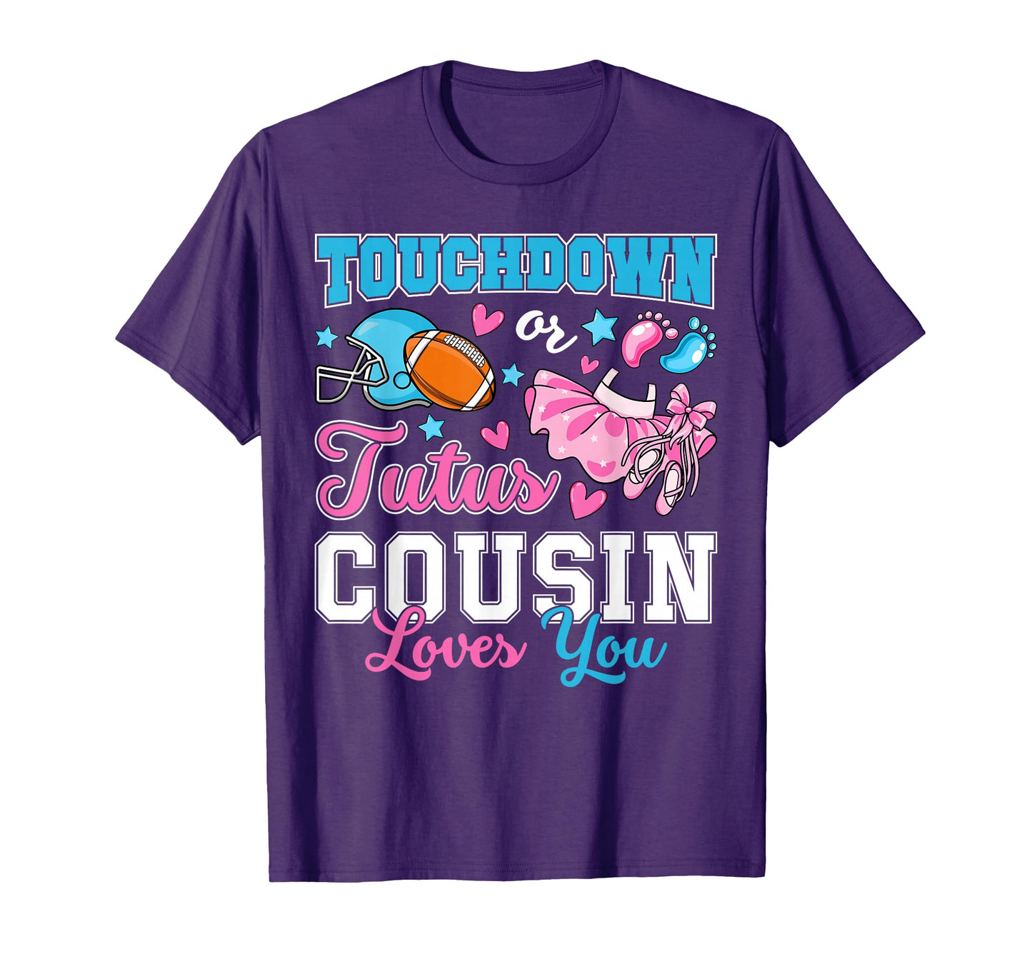 Touchdown or Tutus Cousin Loves You Cute Gender Reveal Baby T-Shirt