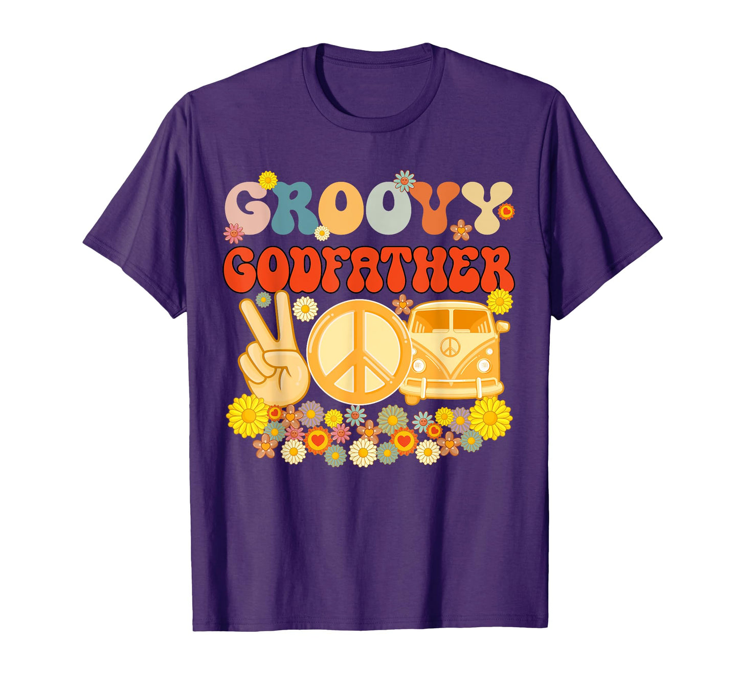 Groovy Godfather Retro Matching Family Baby Shower Father's T-Shirt