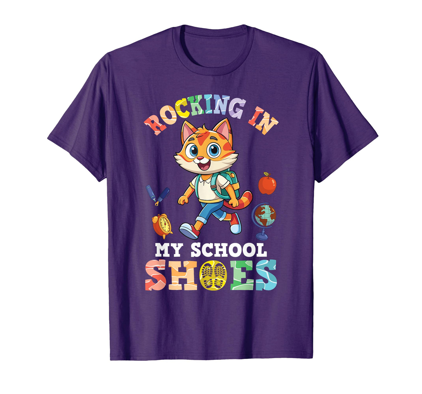 Rocking In My School Shoes With Cute Backpack Cat Back To T-Shirt