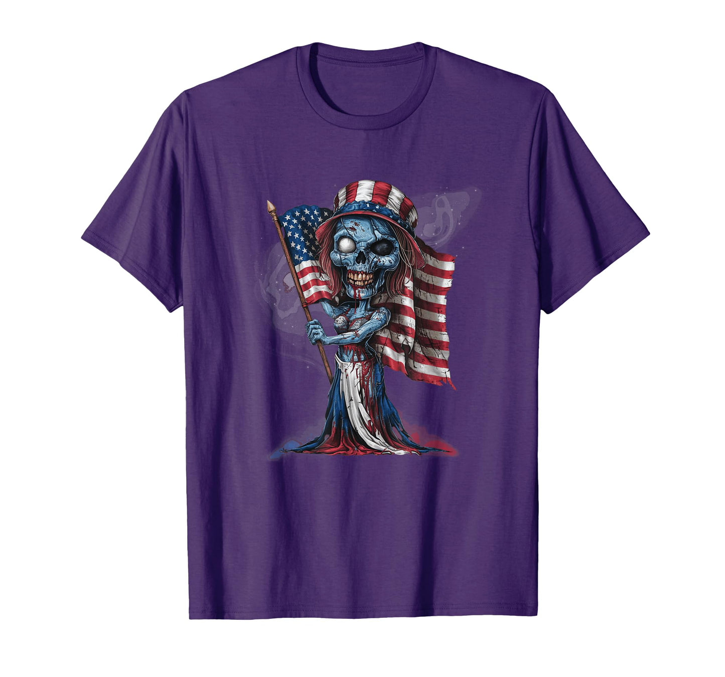 Patriotic Skeleton Halloween American Flag Gothic Horror T-Shirt