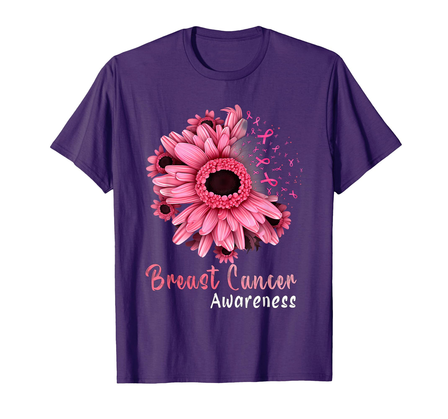 Pink Ribbon Sunflower Breast Cancer Awareness Women Kids T-Shirt
