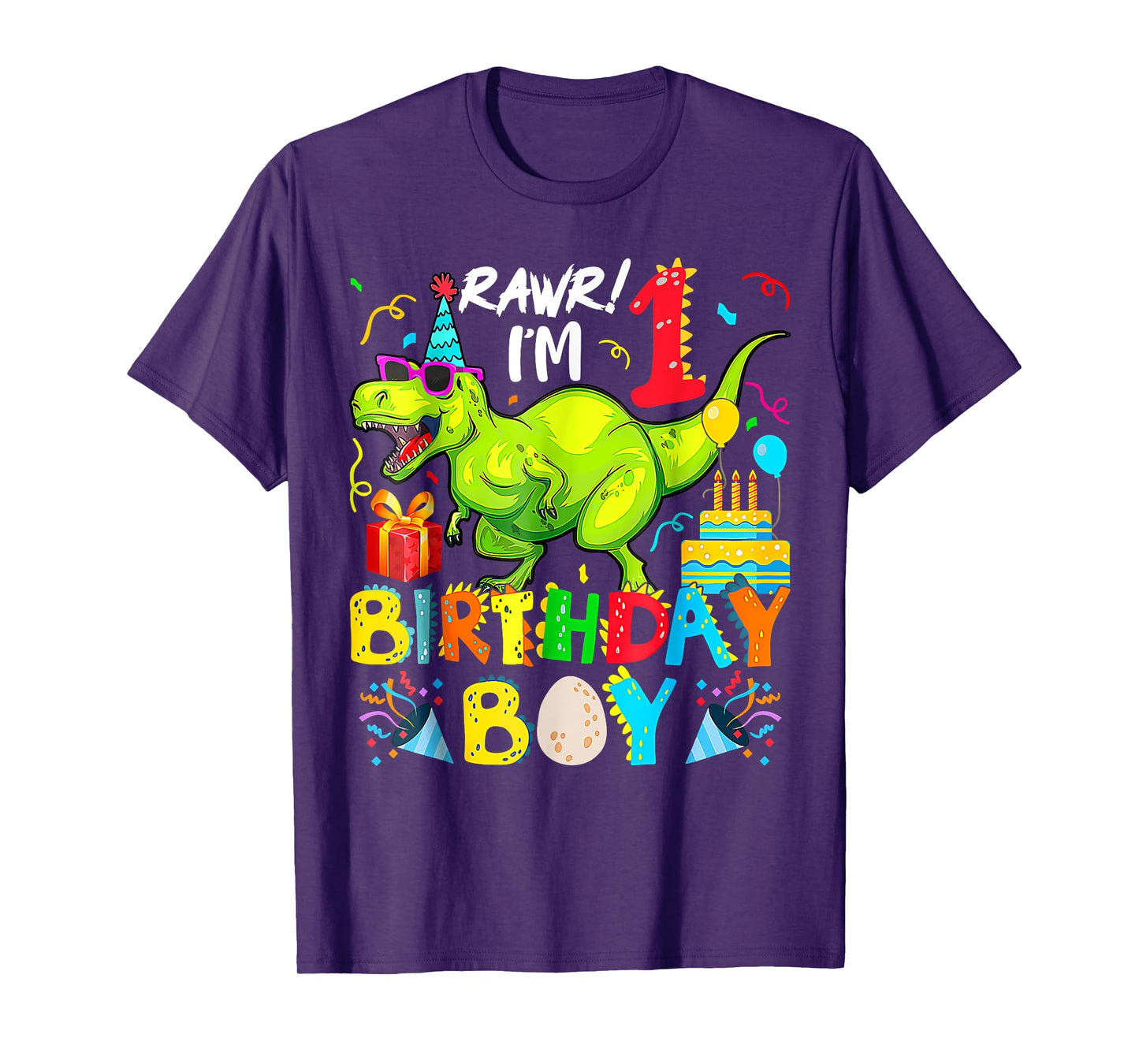Rawr I'm 1St Birthday Boy Dinosaur T-Rex 1 Years Old T-Shirt
