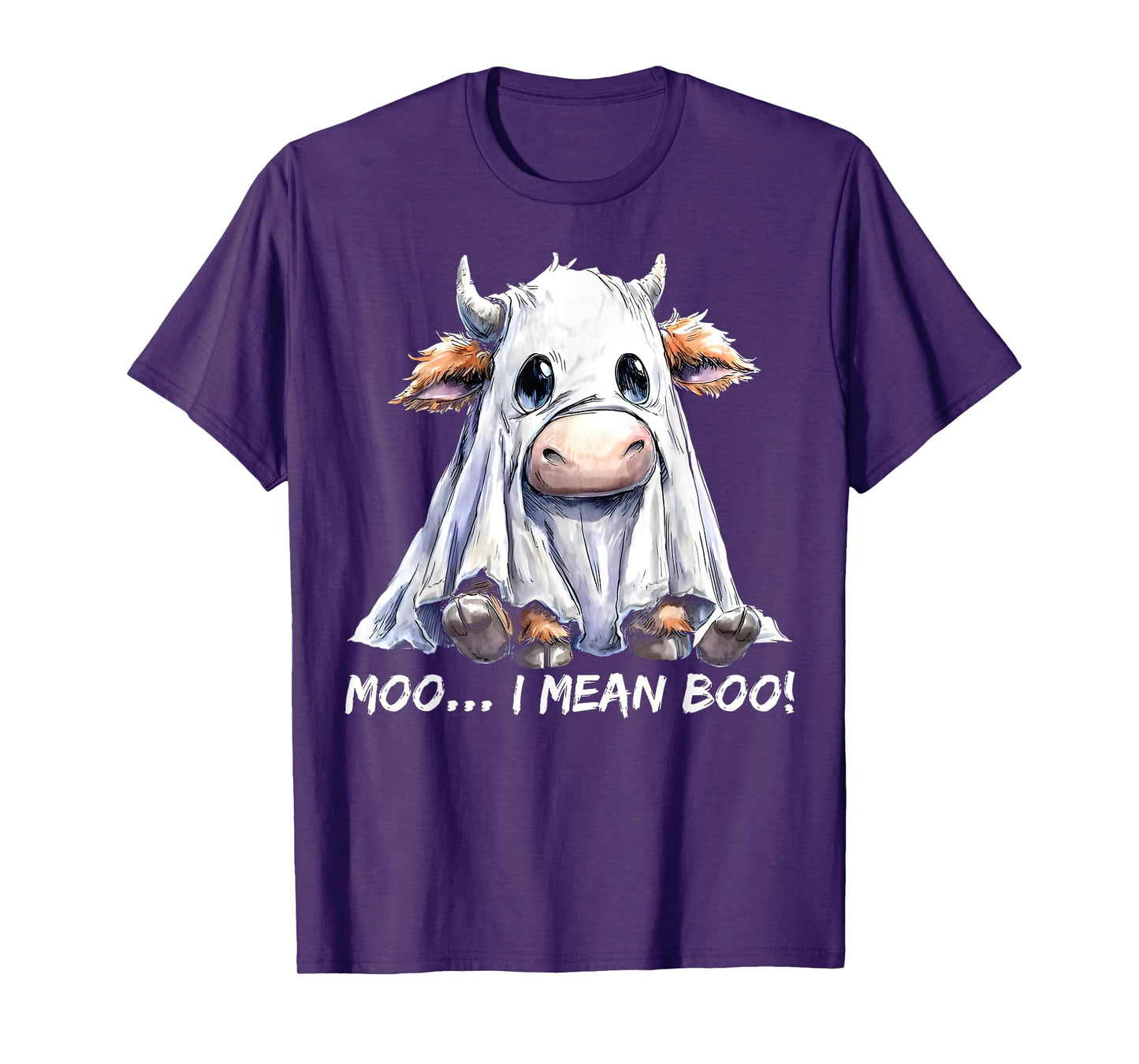 Moo I Mean Boo Ghost Cow Funny Halloween Men Women Kid T-Shirt