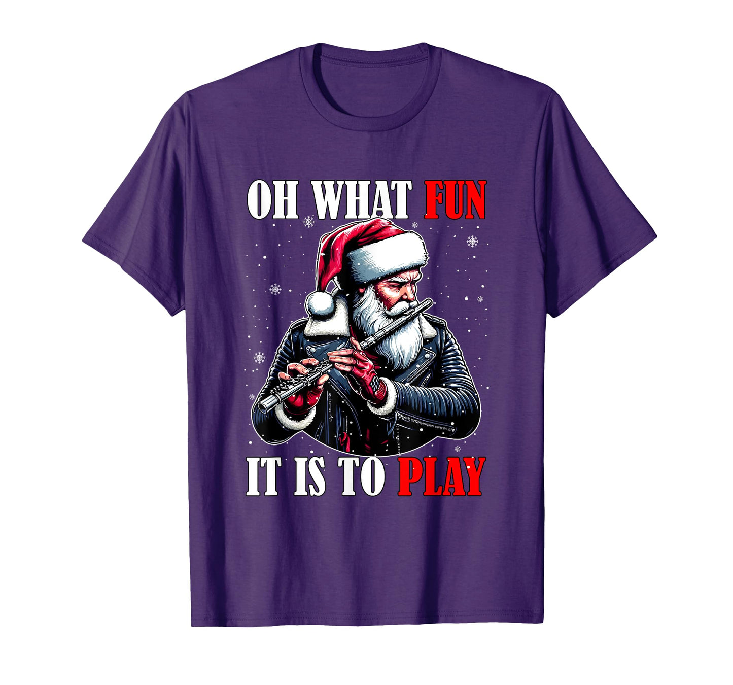 What Funny It Is To Play Christmas Santa Playing Flute T-Shirt