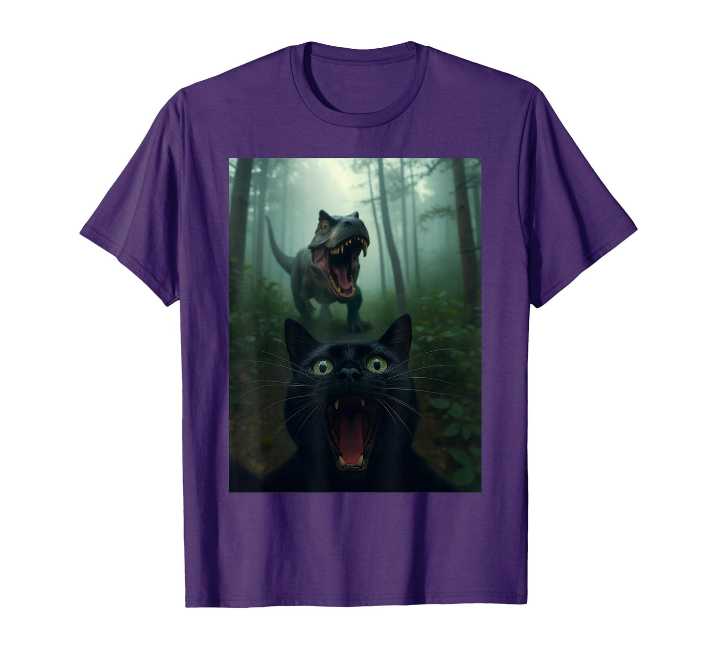 Funny Cat Selfie with T-Rex Dinosaur Gifts for Men Women Kid T-Shirt