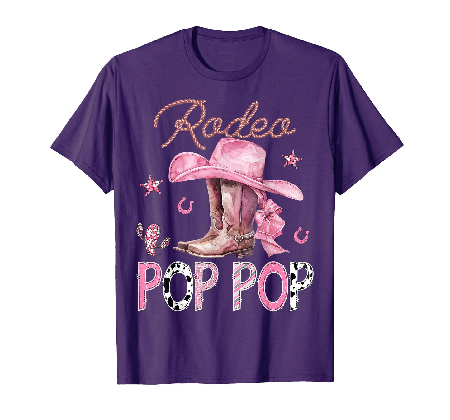 Rodeo Pop Pop Pink Boots Coquette CowGirl Birthday Party T-Shirt