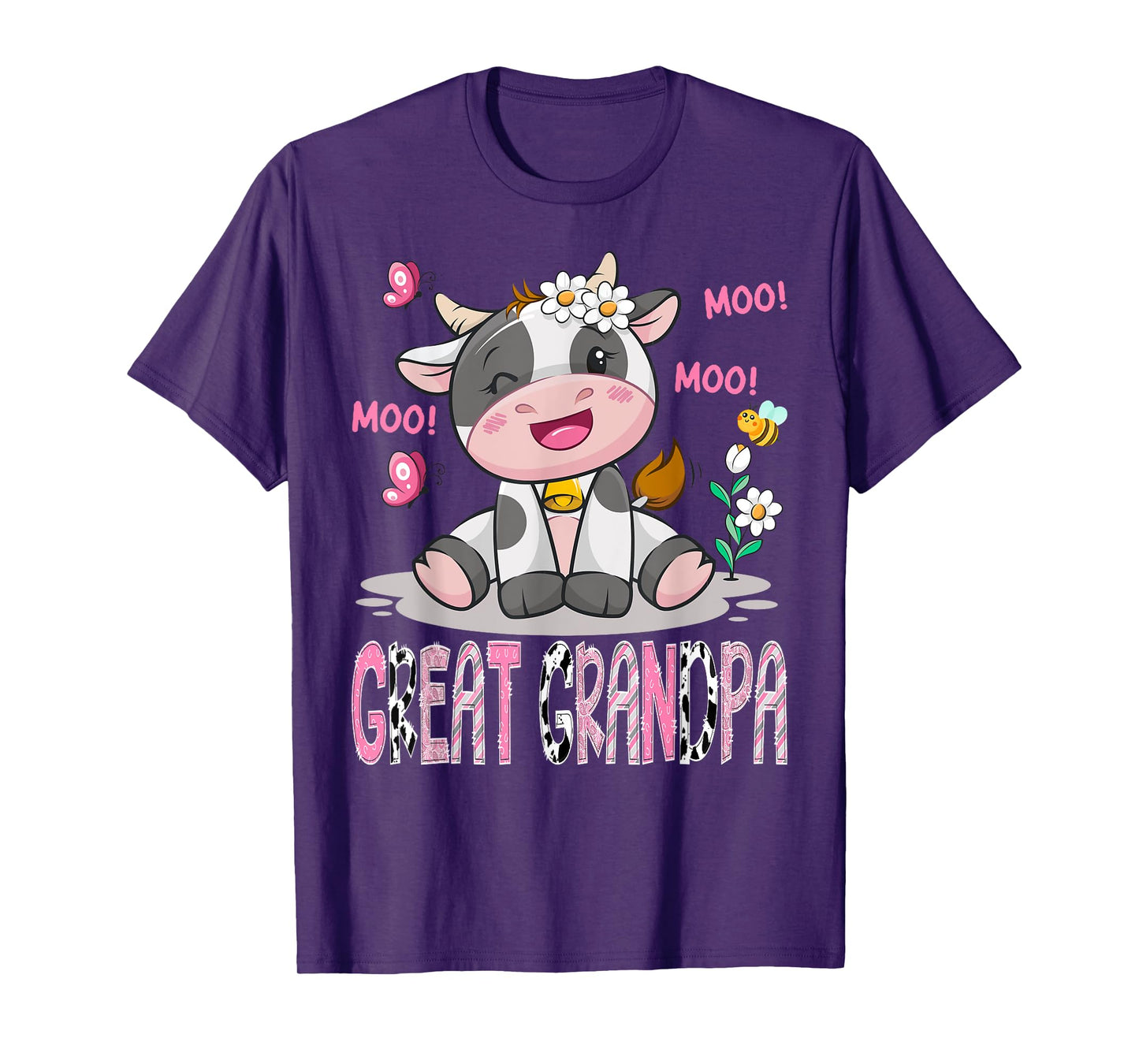 Great Grandpa Pink Farm Cute Cow Moo Moo Birthday Girl T-Shirt