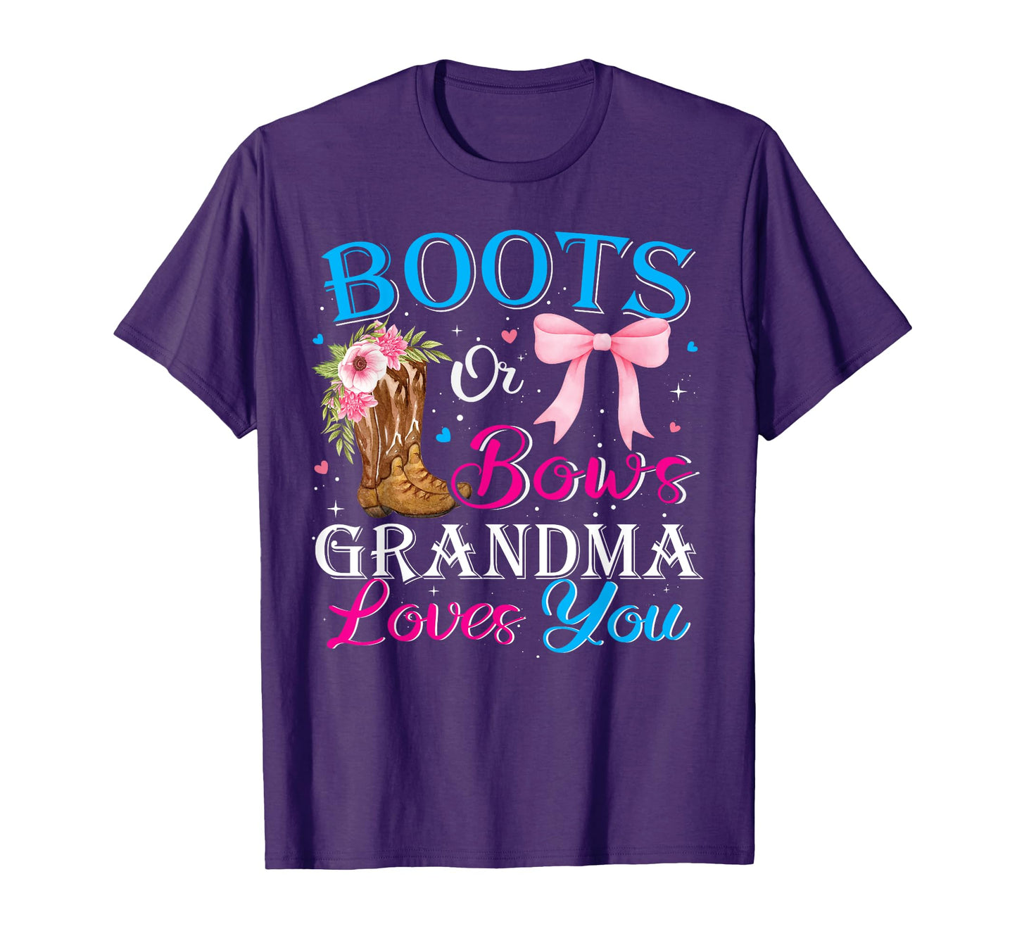 Boots Or Bow Grandma Loves You Western Cowgirl Gender Reveal T-Shirt