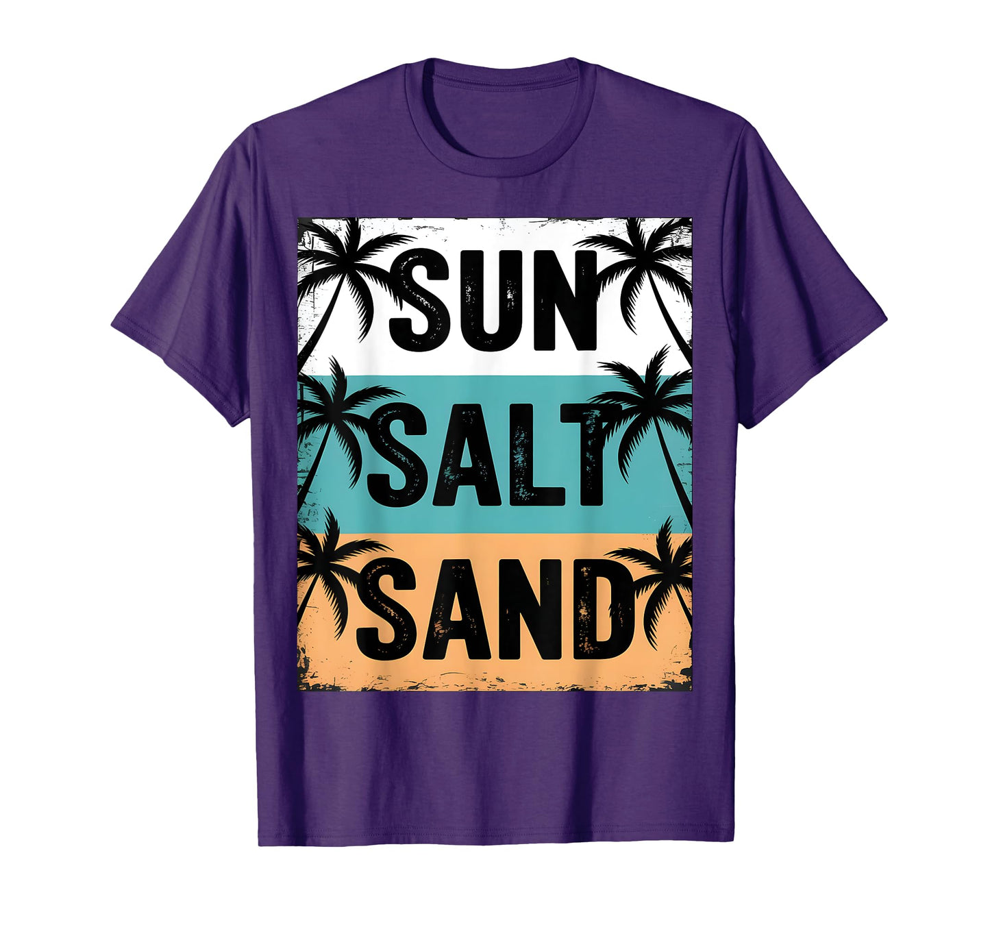 Sun Salt Sand Summer Beach Vibes Family Vacation Retro Funny T-Shirt