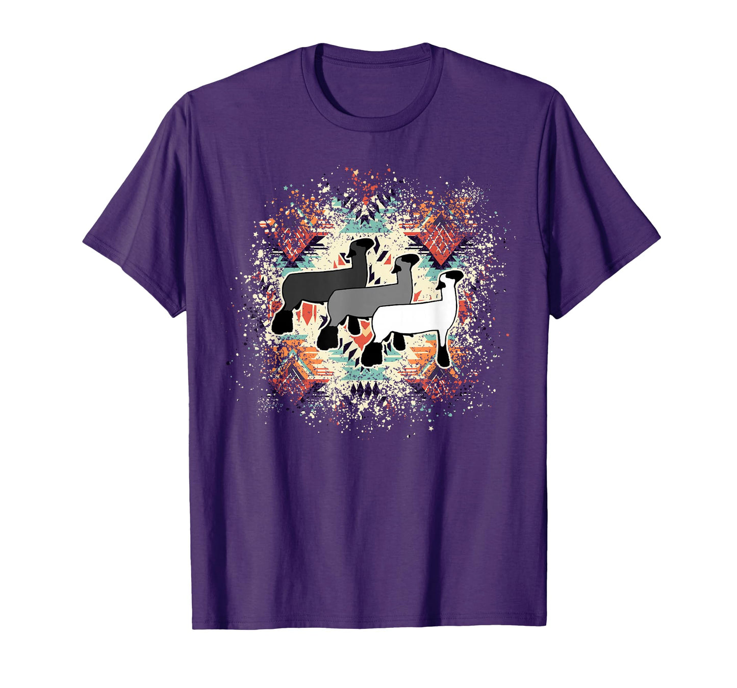 Show Club Lamb with Western Aztec-Inspired Geometric Splash T-Shirt
