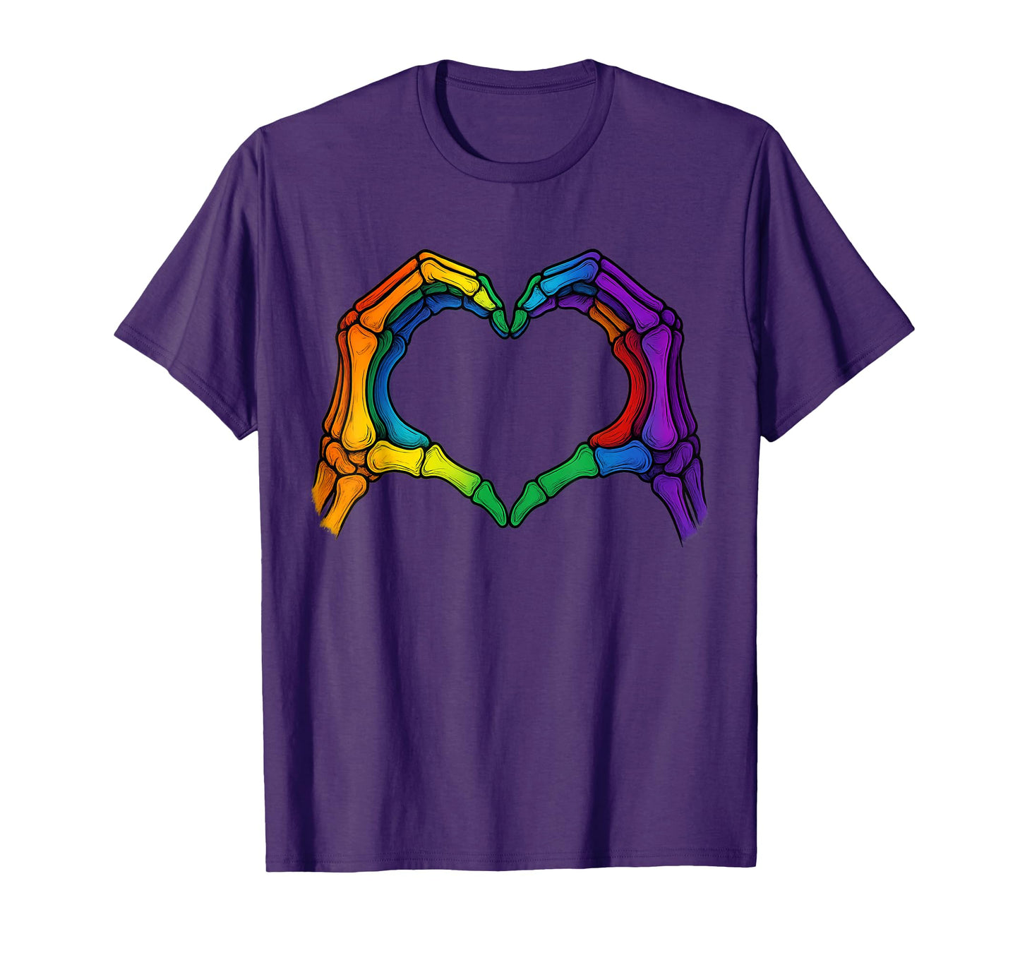 Skeleton Heart Hand LGBT-Q Cool Rainbow Flag Gay Pride Ally T-Shirt