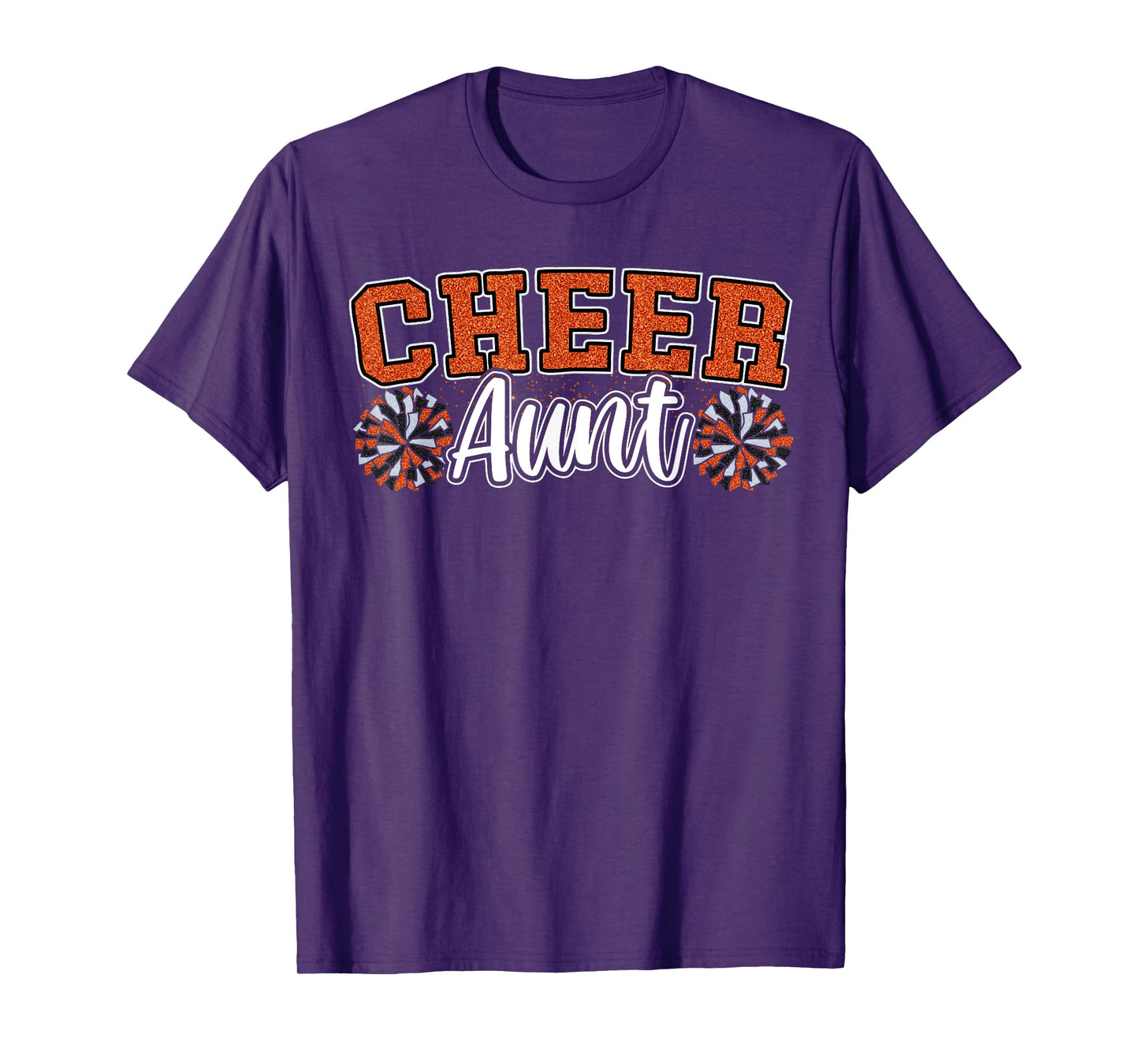 Loud Proud Cheer Aunt Team Orange Pom Poms Cheerleader Women T-Shirt