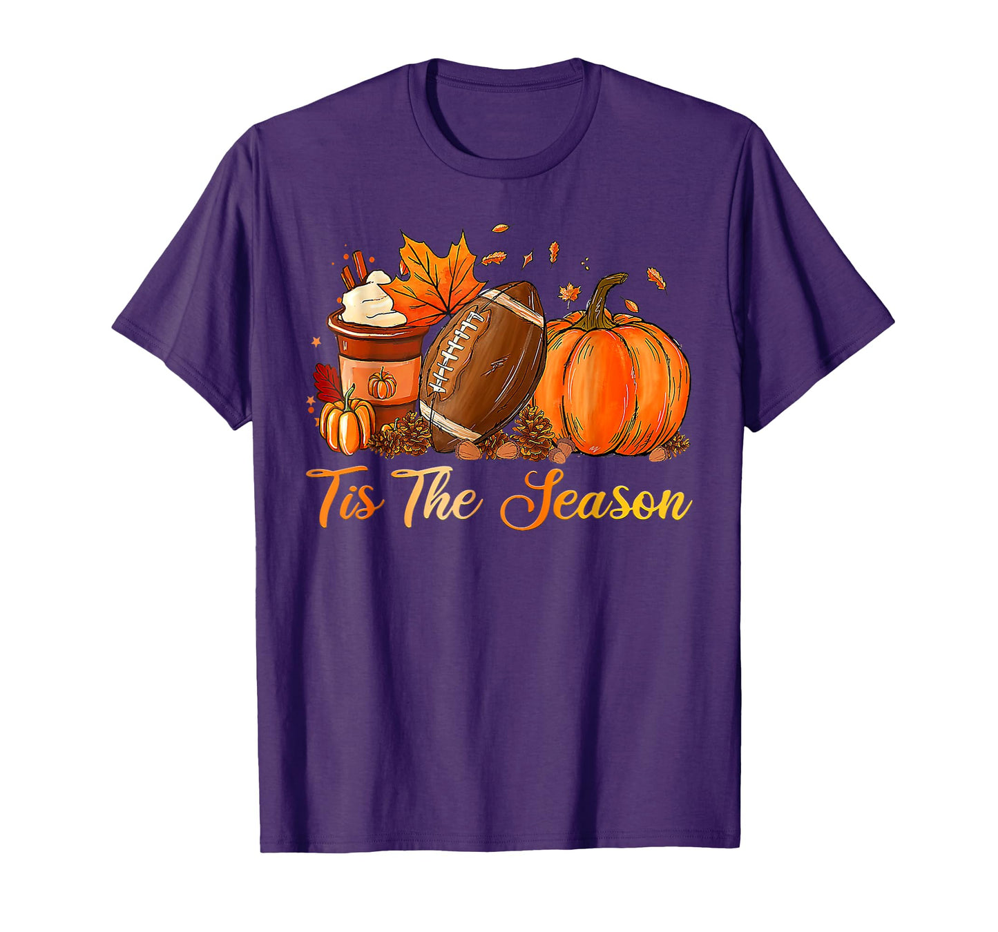 Pumpkin Spice Football Tis The Season Fall Thanksgiving T-Shirt
