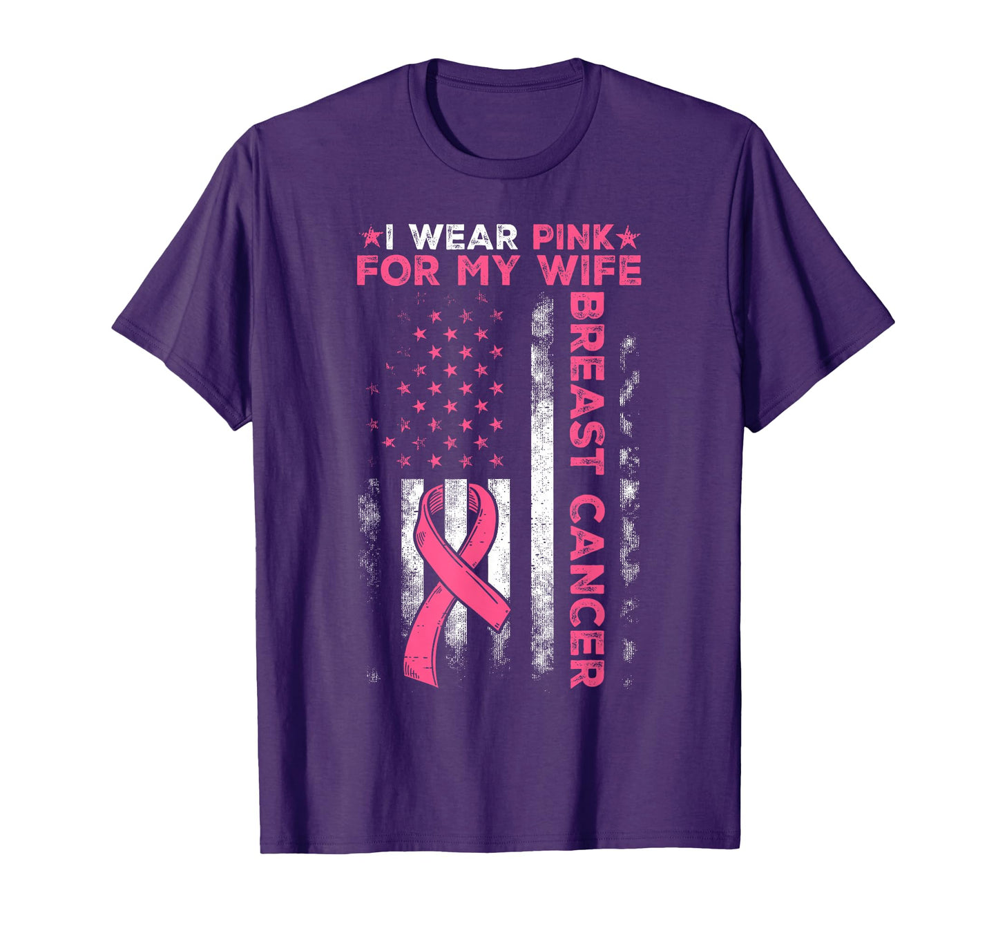 I Wear Pink for My Wife Breast Cancer Awareness Husband Men T-Shirt