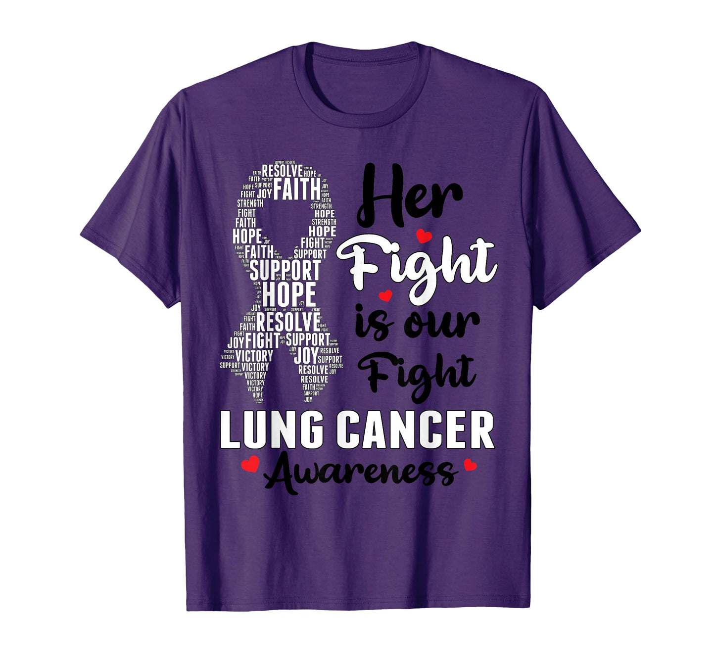 Her Fight Is Our Fight Lung Cancer Awareness White Ribbon T-Shirt