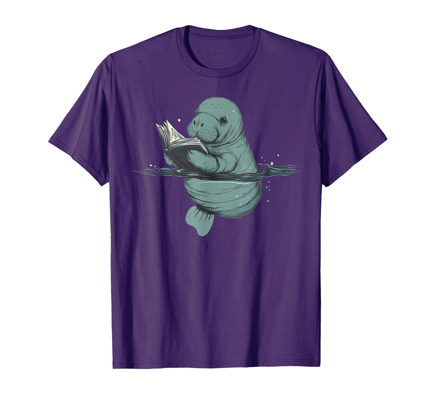 Manatee Reading Book Bookworm Manatees Ocean Animal Lover T-Shirt