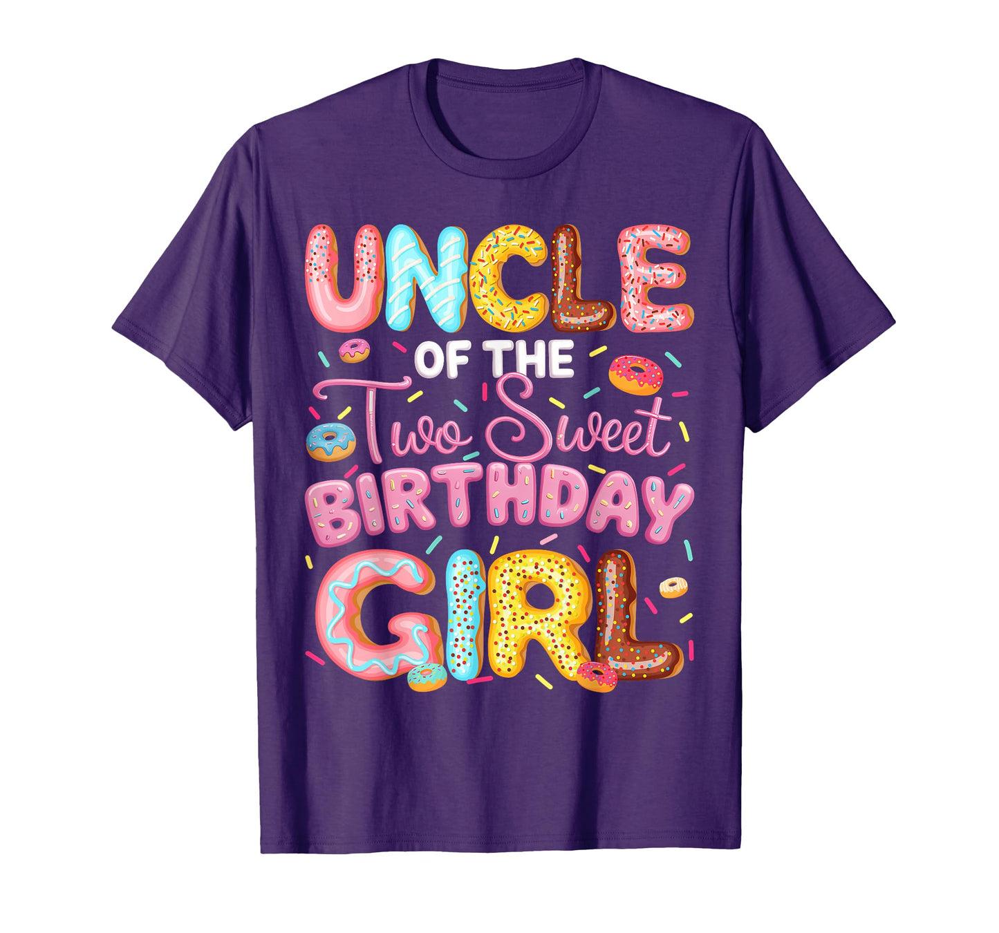 Uncle Of The Two Sweet Birthday Girl Donut 2Nd Birthday T-Shirt