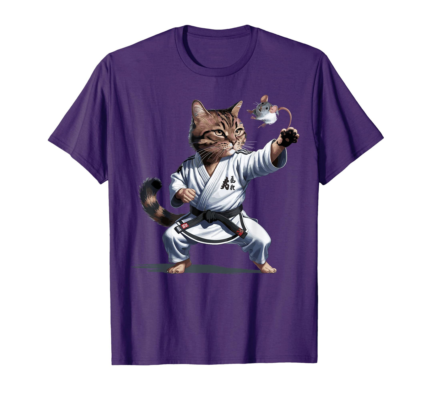 Martial Arts Cat Karate Black Belt Funny Fighter T-Shirt for Men Women Girls Kids