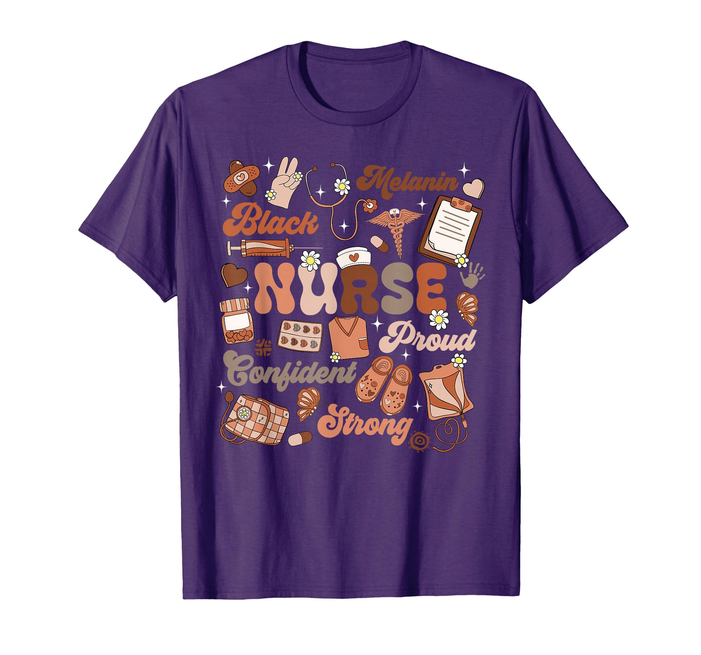 Black History Month Black Melamin Confident Strong Nurse T-Shirt