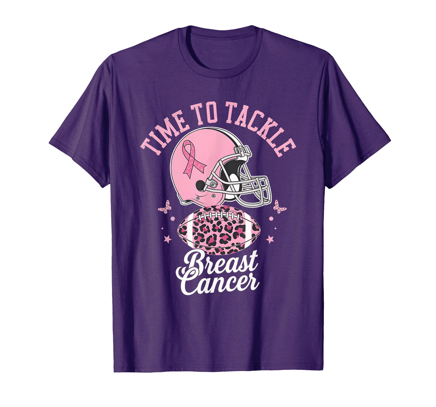 Tackle Football Breast Cancer Awareness Pink Ribbon Boys Kid T-Shirt