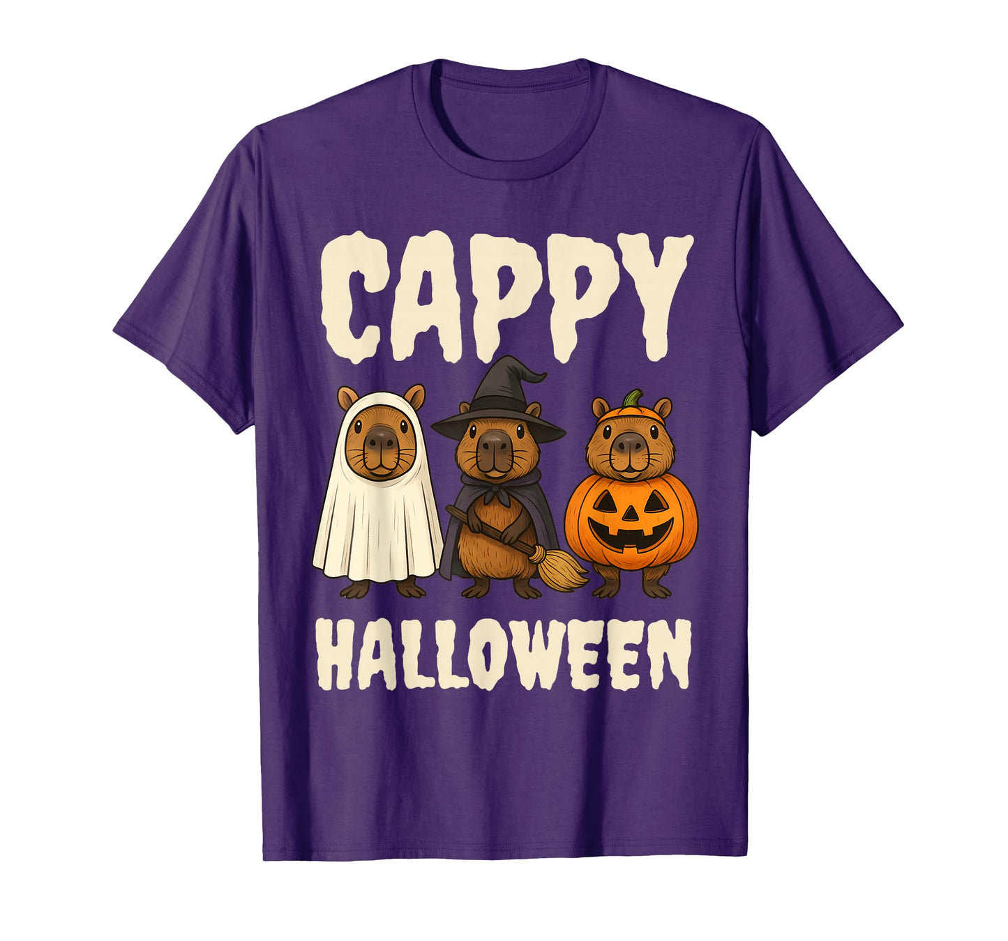 Cappy Halloween Funny Capybara Ghost Witch Pumpkin Spooky T-Shirt