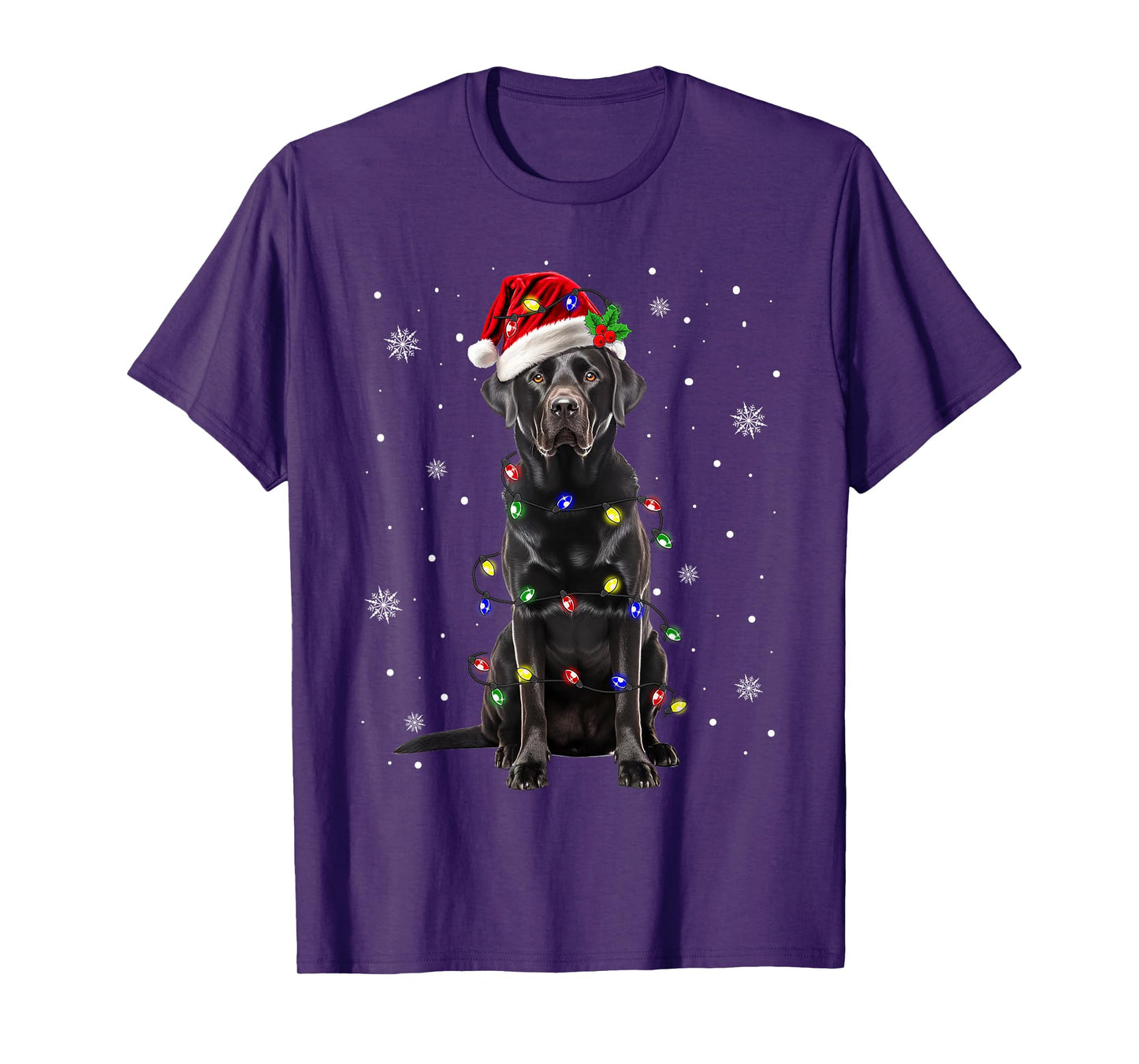 Black Lab Labrador Christmas Tree Light Pajama Dog Xmas T-Shirt