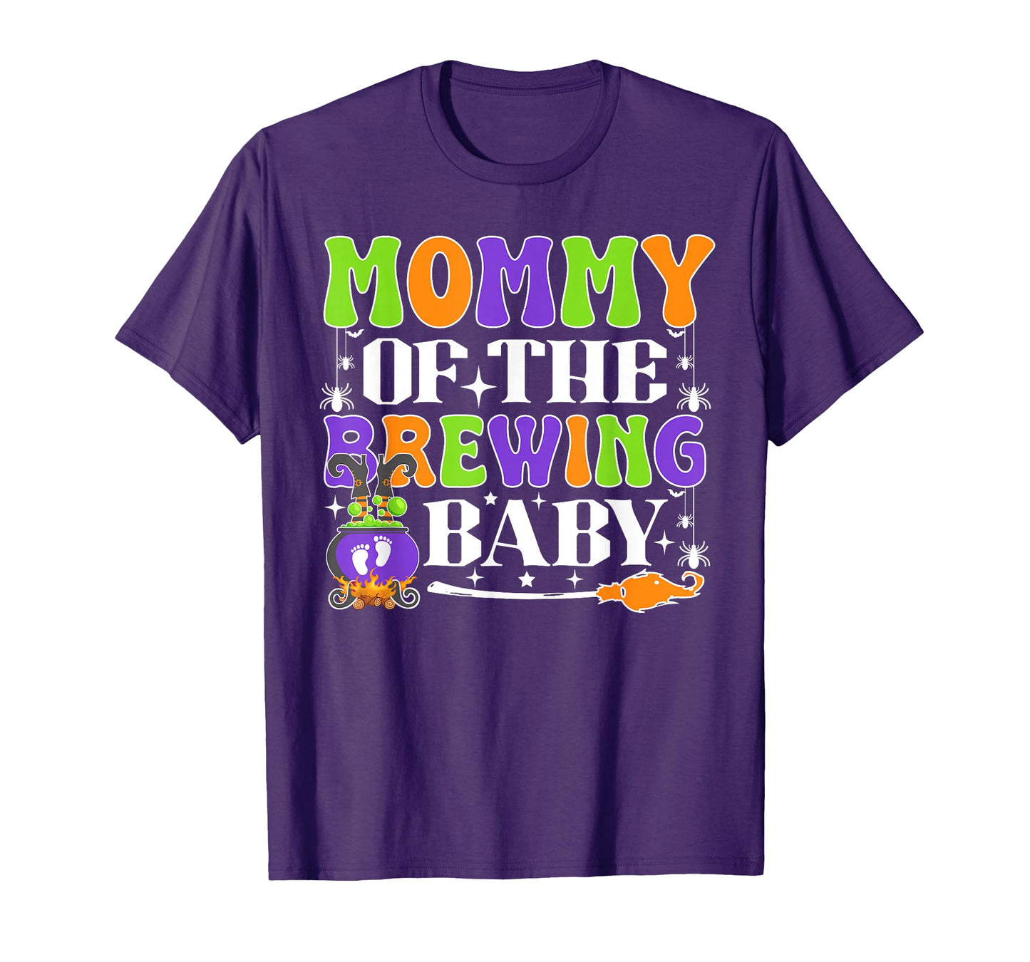 Mommy of The Brewing Baby Halloween Witch Baby Shower T-Shirt