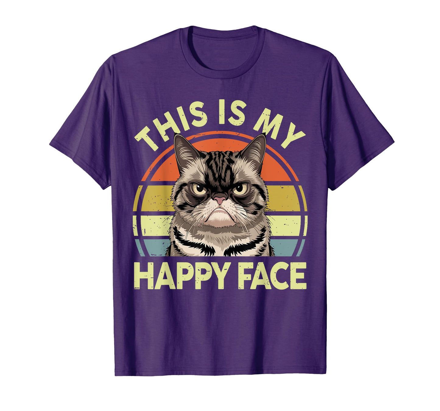 Meme Mama Daddy This Is My Happy Face Grumpy Black Cat T-Shirt