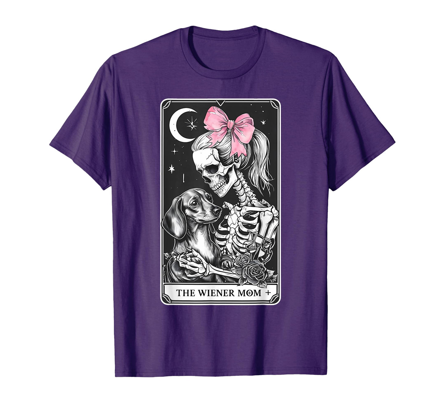 Dachshund Skeleton Tarot Card Coquette Bow Weenie Dog Mom T-Shirt for Men Women