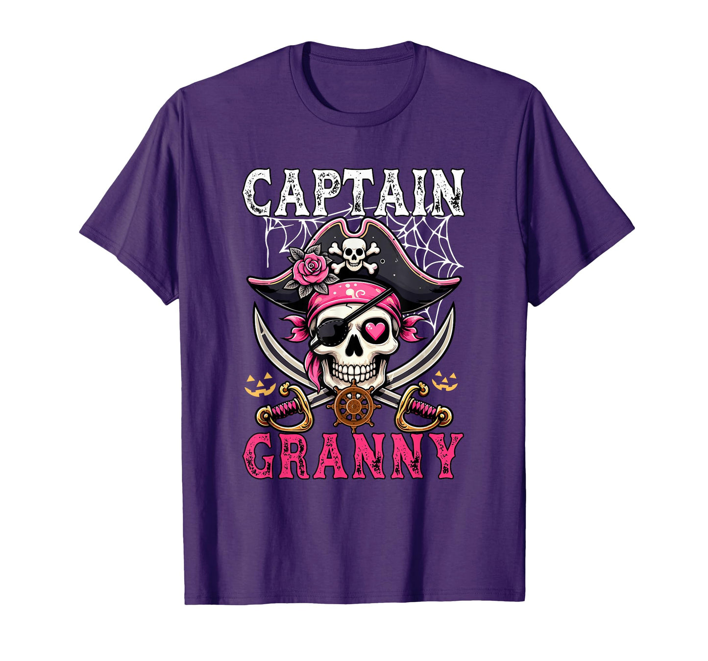 Captain Granny Halloween Skull As Pirate Floral Cute Women T-Shirt