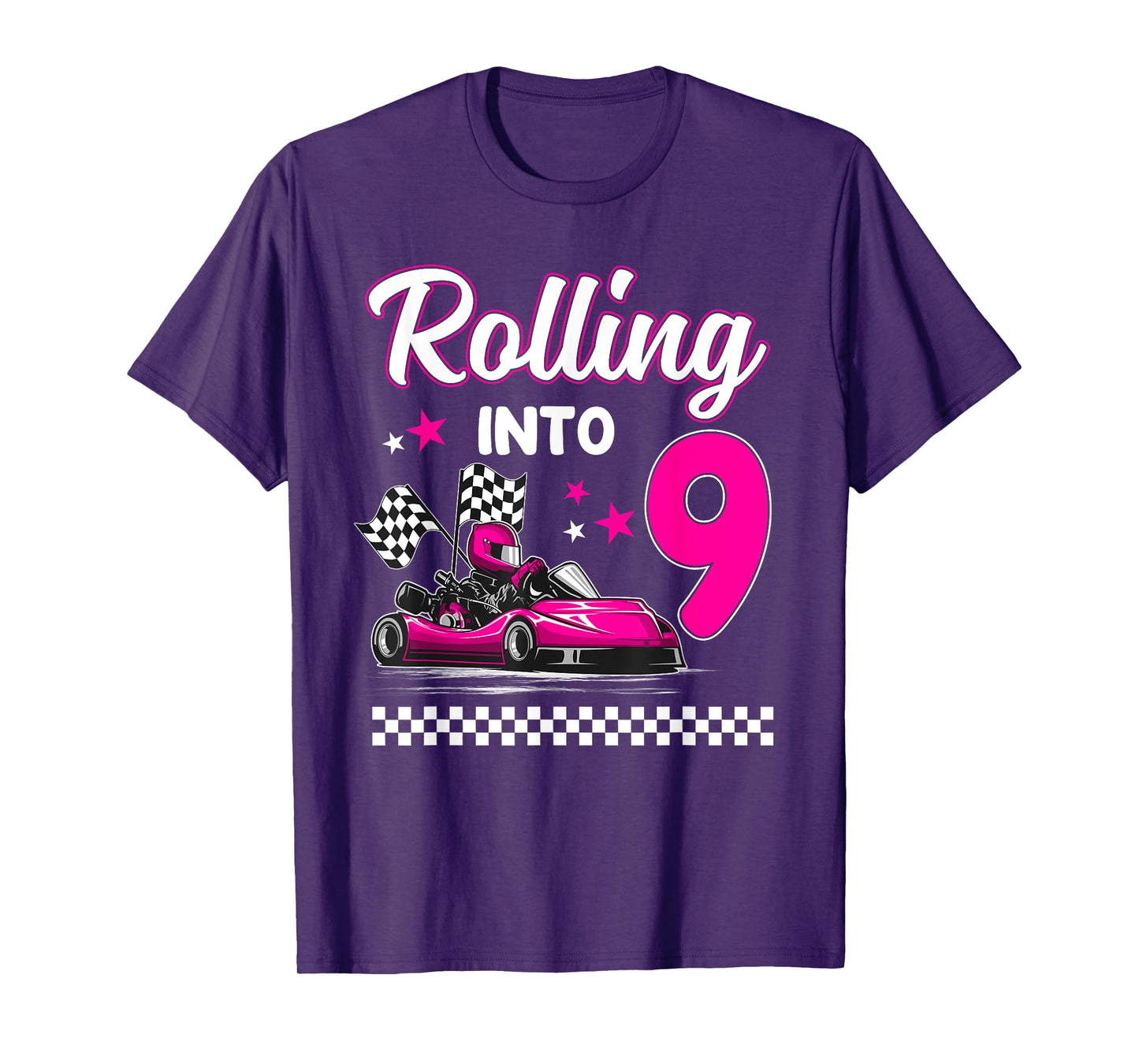 Rolling into 9 Year Old Go Kart Racing 9th Girl Birthday T-Shirt