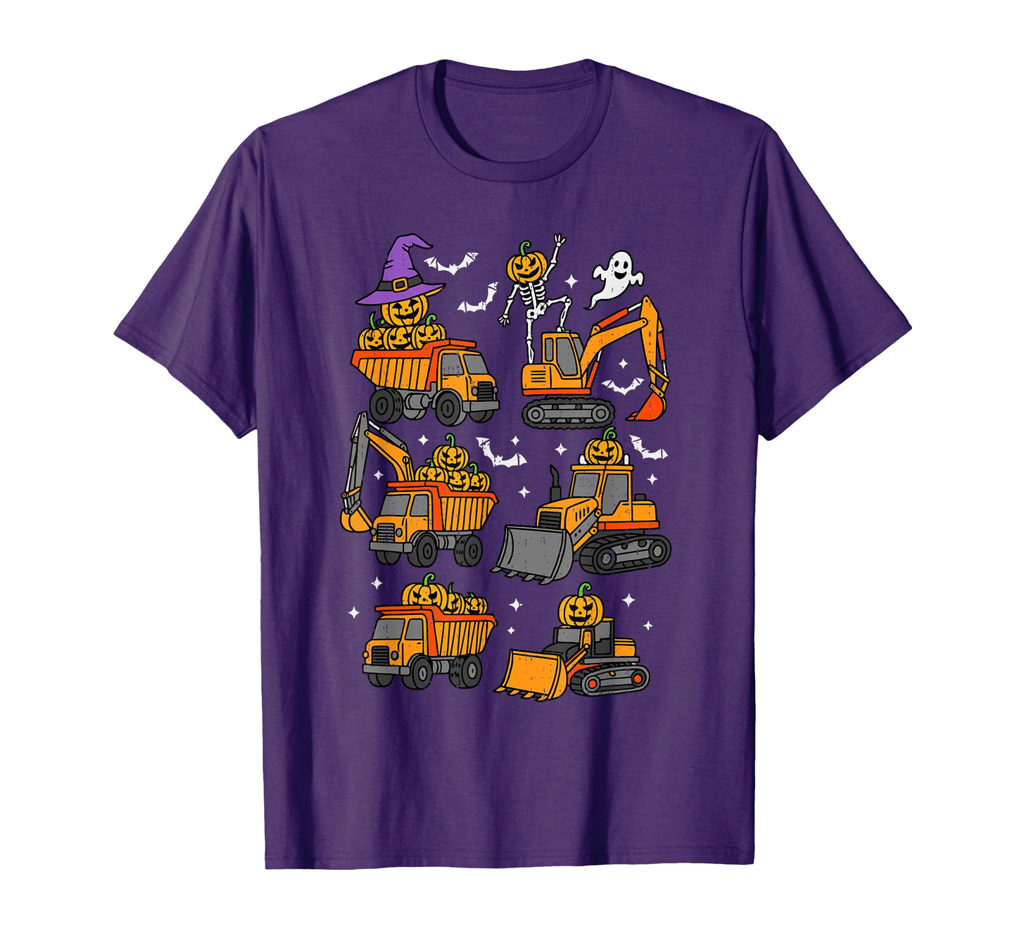 Construction Trucks Excavator Spooky Halloween Toddler Kids T-Shirt