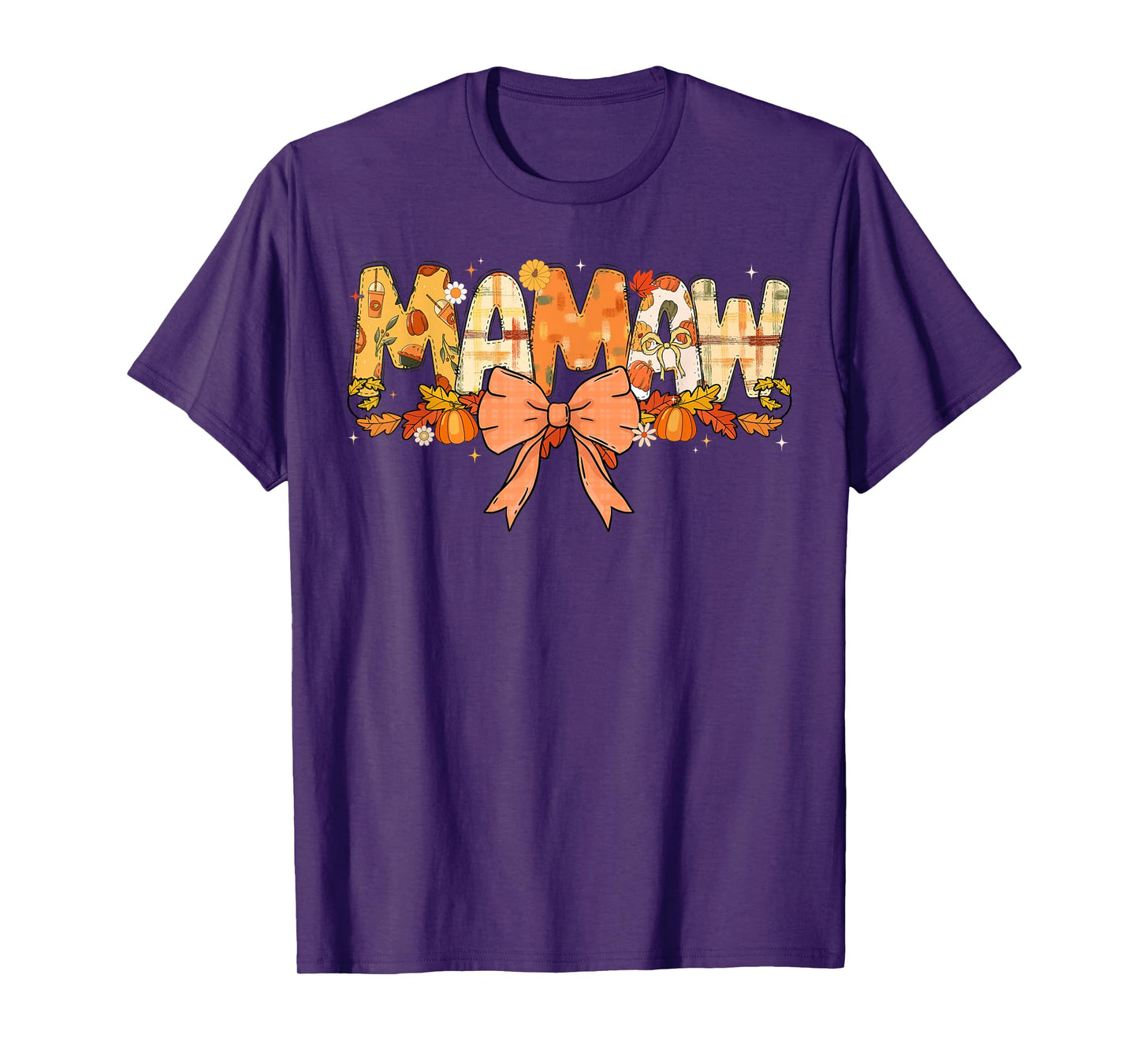 Mamaw Pumpkin Fall Coquette Bow Thanksgiving Mom Women T-Shirt