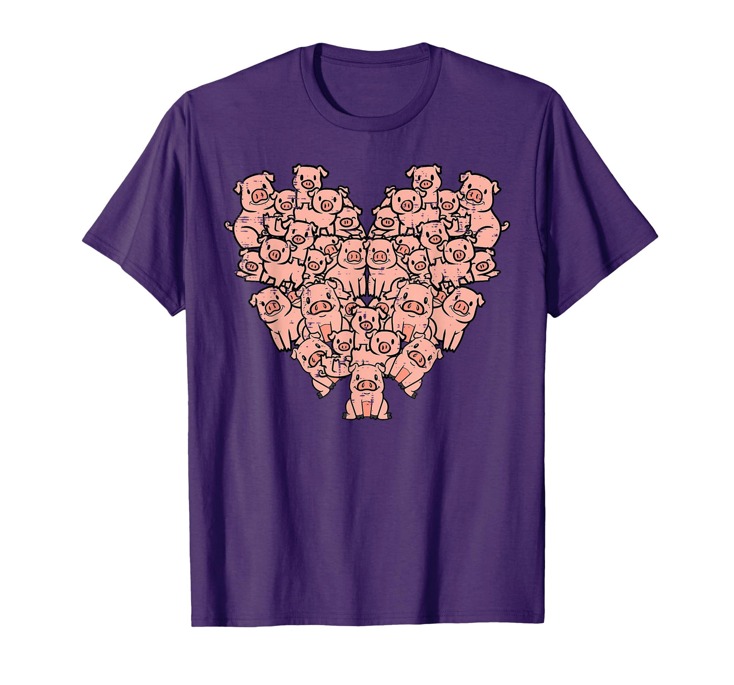 Pigs Heart Shape Cute Love Hog Swine Girls Kids Women Men T-Shirt