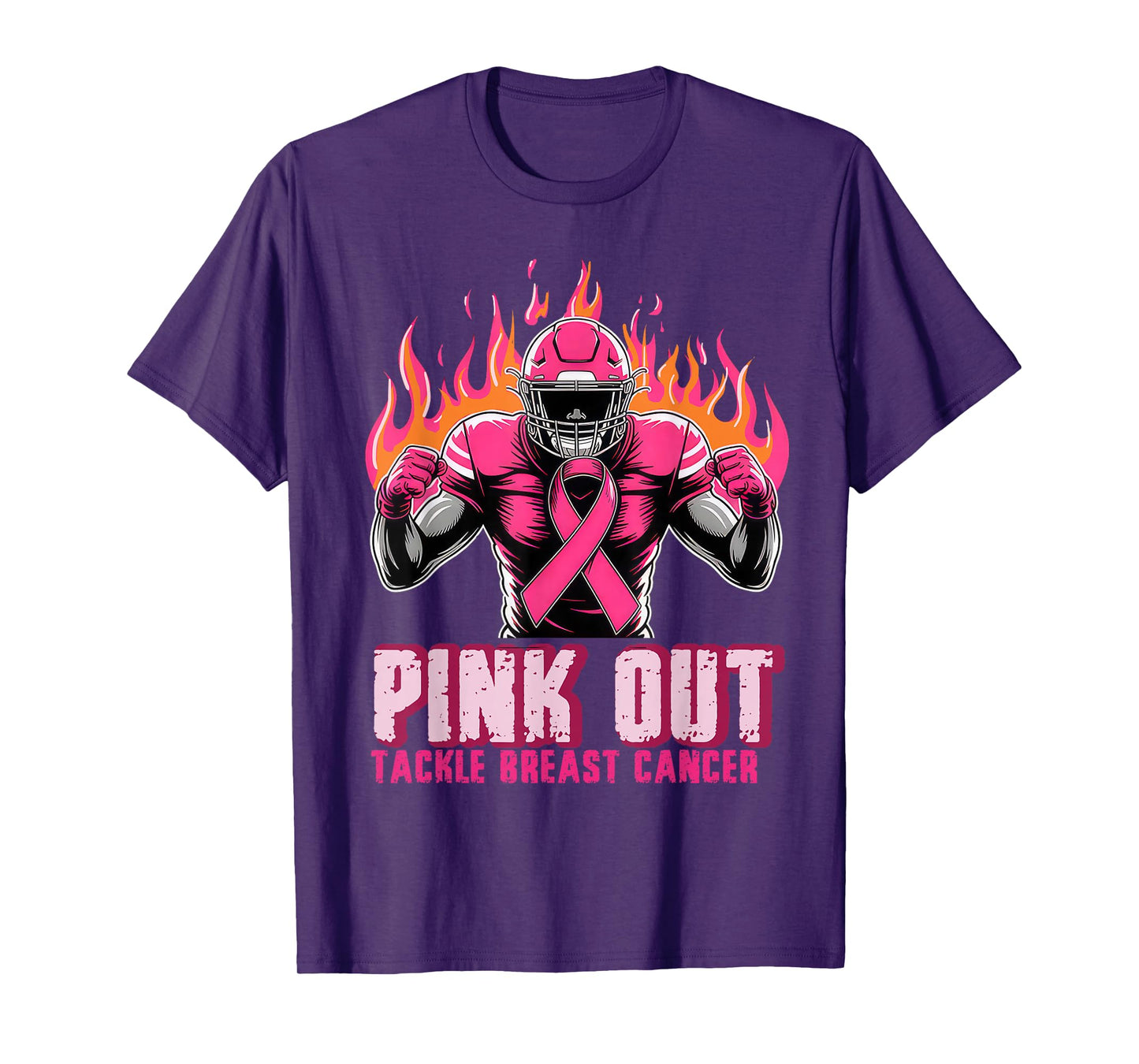 Football Pink Out Team Breast Cancer Awareness Month Men Boy T-Shirt