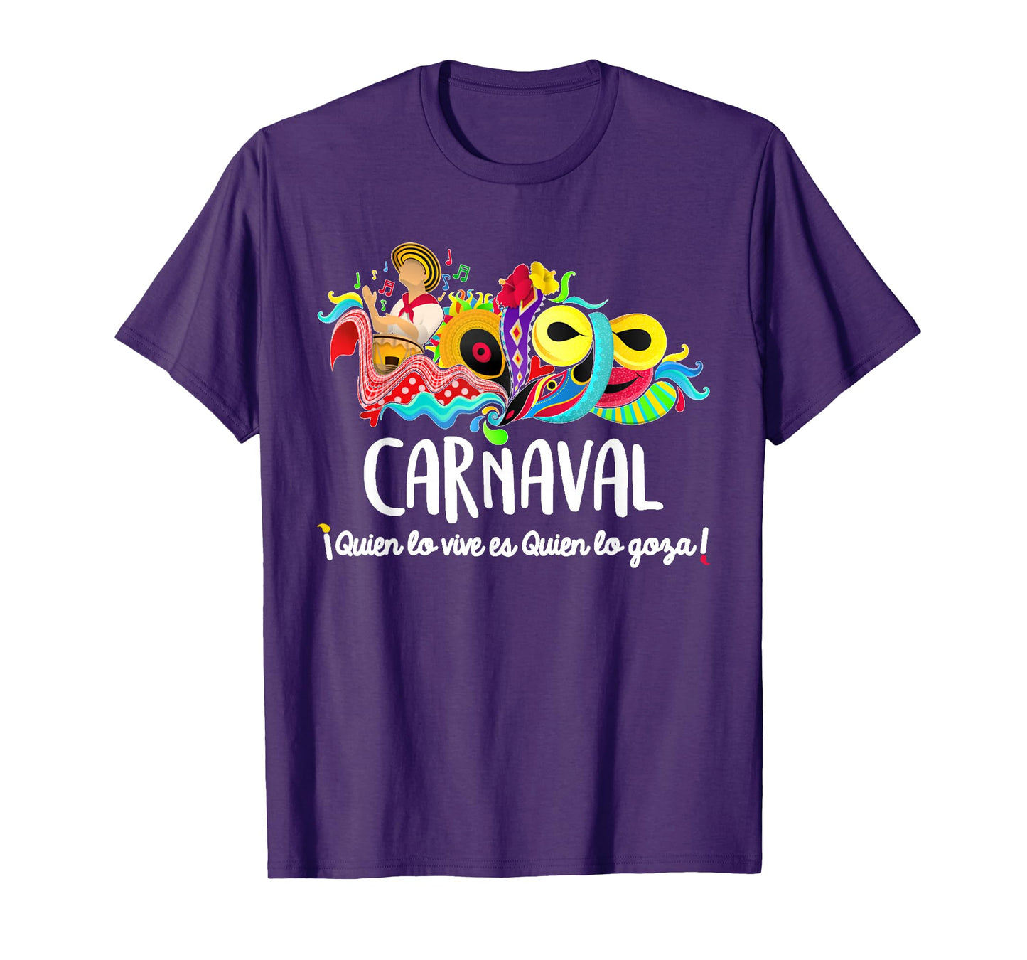 Mardi Gras Carnaval Funny Gift Unisex-Adults T-Shirt, Black, Small, Short Sleeve, Classic Fit, Cotton 60% Polyester 40%, Carnaval de Barranquilla, Monkey, Party, Carnival
