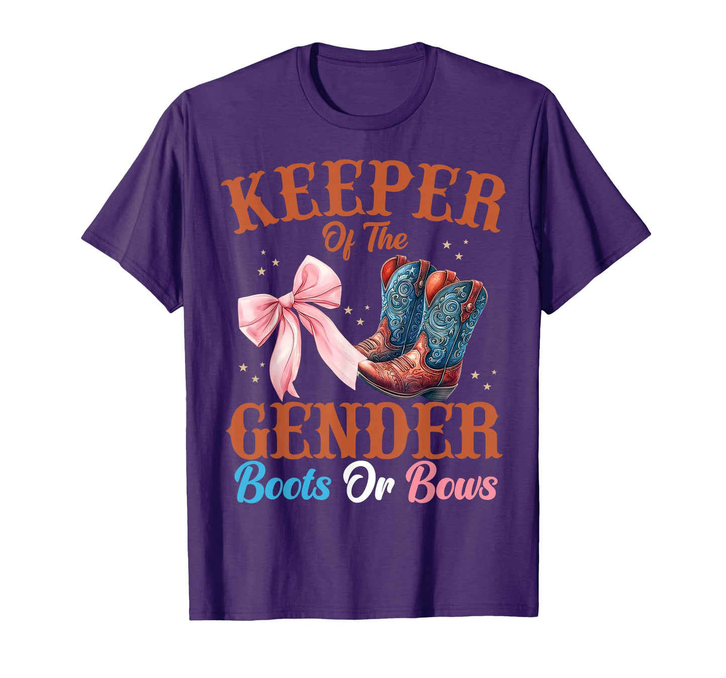 Keeper of The Gender Boots or Bows Gender Reveal Family T-Shirt