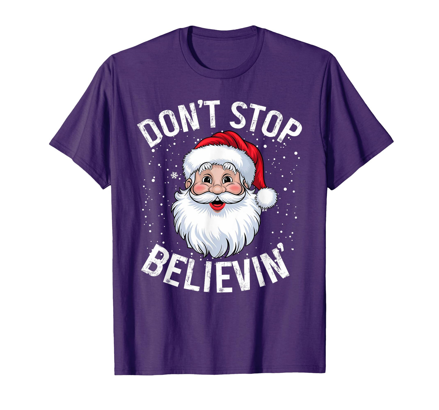 Don't Stop Believing Christmas Vintage Santa Funny Christmas T-Shirt