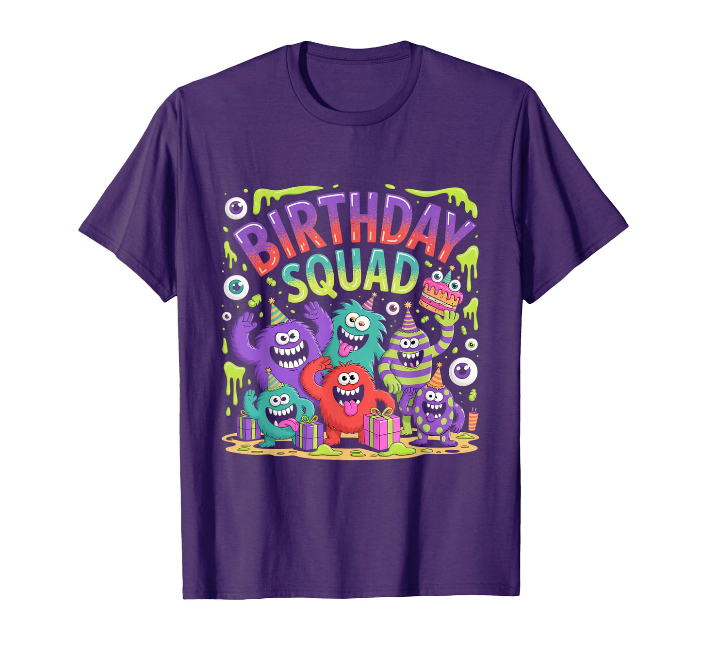 Cute Monster Birthday Squad Slime Party Crew T-Shirt