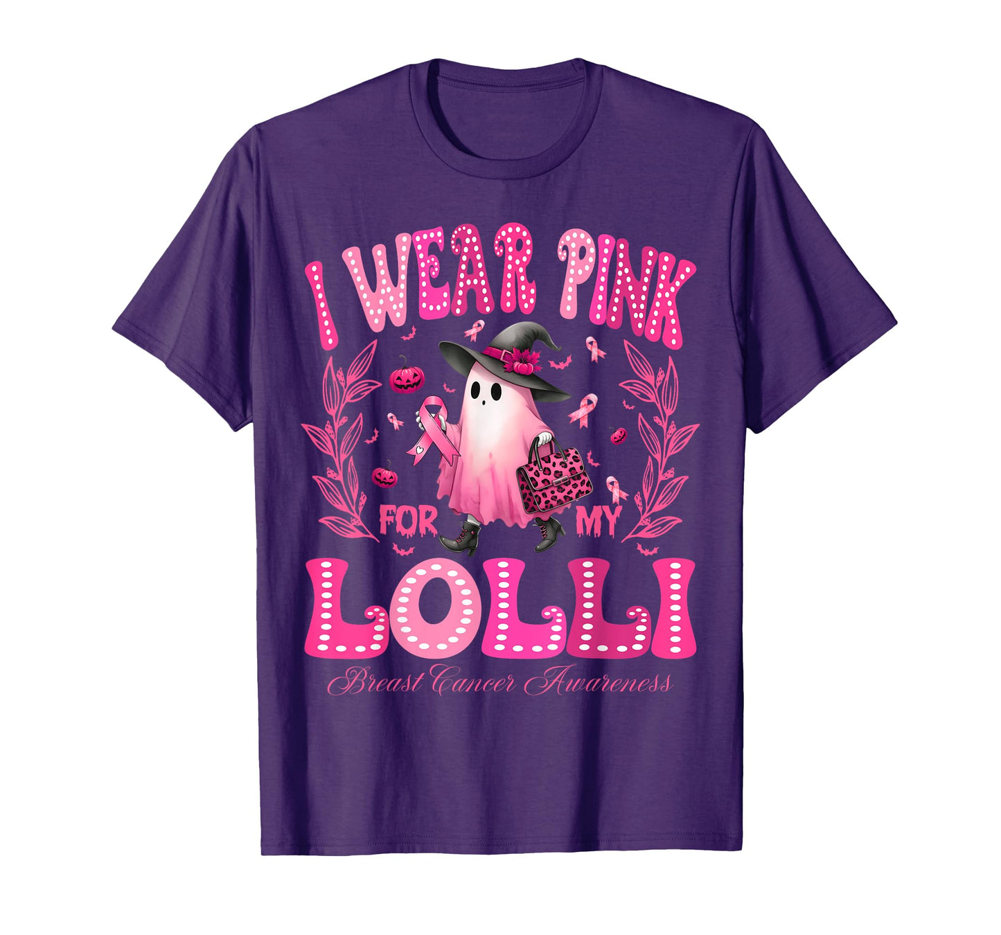 I Wear Pink For My Lolli Breast Cancer Boo Halloween T-Shirt