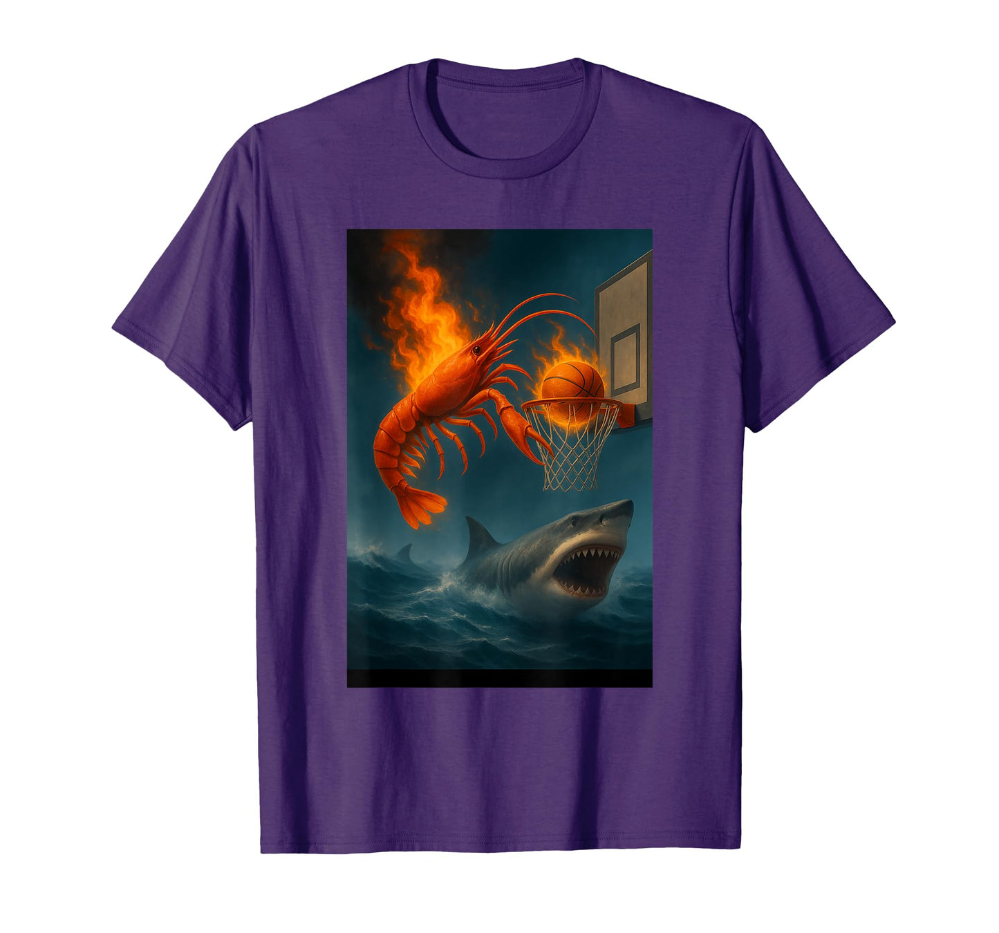 Shrimp Dunking on Shark Funny Fishing Meme T-Shirt