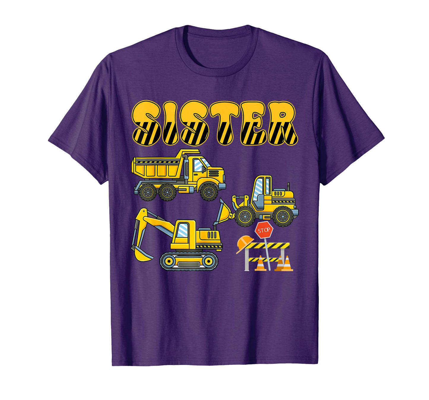 Funny Sister Construction Excavator Kids Boy Family Set T-Shirt